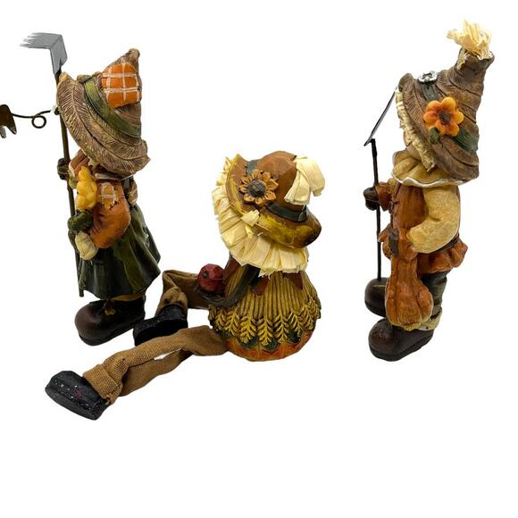Scarecrow Shelf Sitter Figurine Set 3 Harvest Fall Thanksgiving Decor Charming - Picture 9 of 15